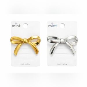 Gold & Silver Bow Hair Tie Set | Elegant Metal Hair Accessories (2-Piece)